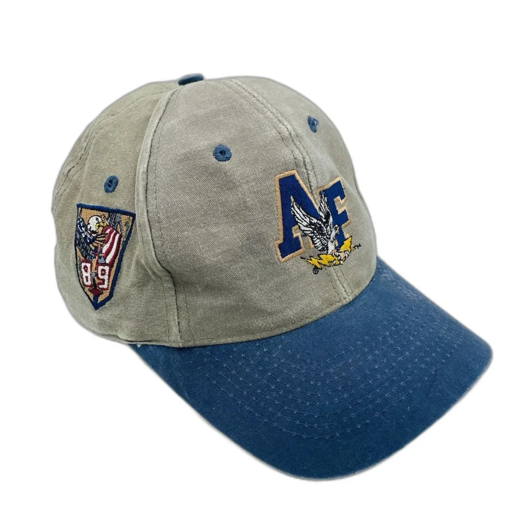 Vintage Air Force Academy Hat Leather Strapback Ahead Cap